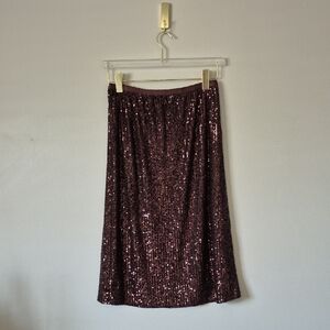 Soaked In Luxury Sequin Midi Skirt - Brown, Size M